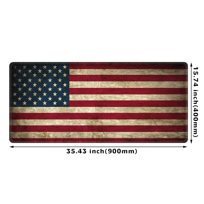 Meffort Inc Extra Large Extended Gaming Desk Mat Non-Slip Rubber Pads Stitched Edges XXL Mouse Pad 35.4 x 15.7 inch - USA Flag - Image 5